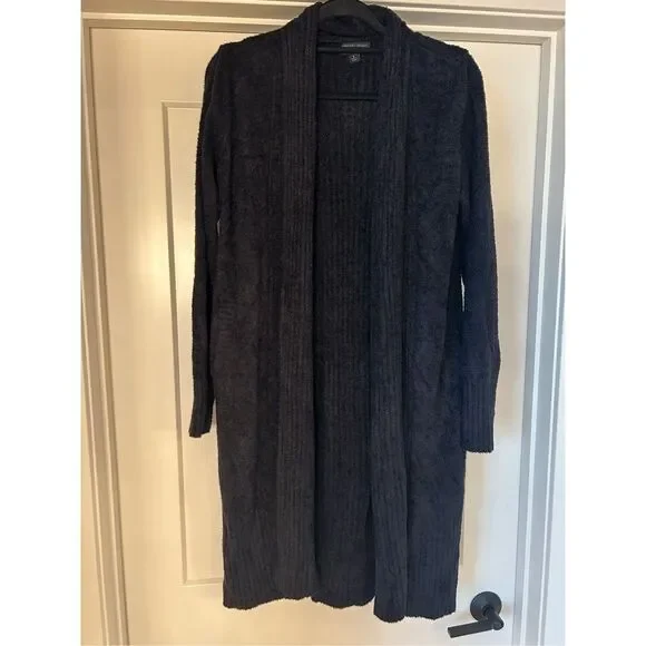 Barefoot dreams black long weekend open front cardigan small - Picture 2 of 8